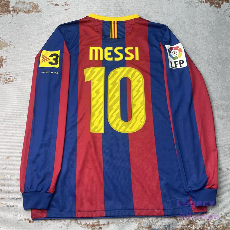 10 11 Home Long Sleeve Retro Jersey 10# Messi Fans Version Soccer Jersey