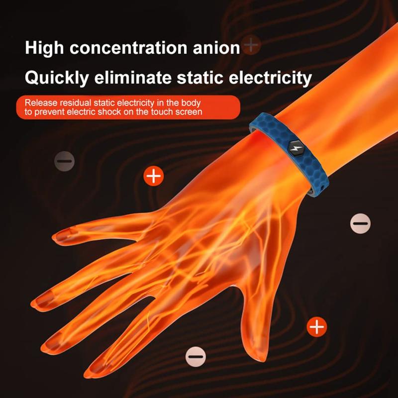 Anti Static Wristband, Rhombus Antistatic Wrist Strap, Strap Anti Shock Wristband Silicone Improve Sleep Winter Electrostatic Removal Bracelet for Men and Woman