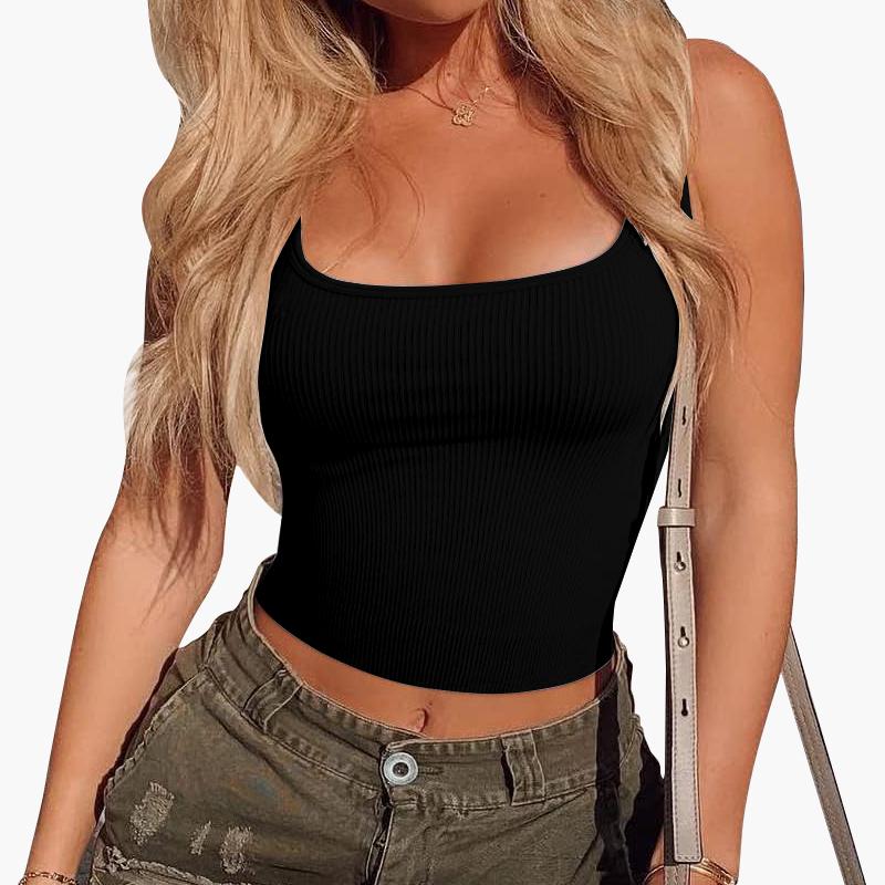 Women's Gym Solid Vest Bra Tank Tops Ribbed Seamless Workout Ladies Sportwear Clothes Yoga Crop Tops ,Women's Summer Outfits  Sport &Outdoor Clothing