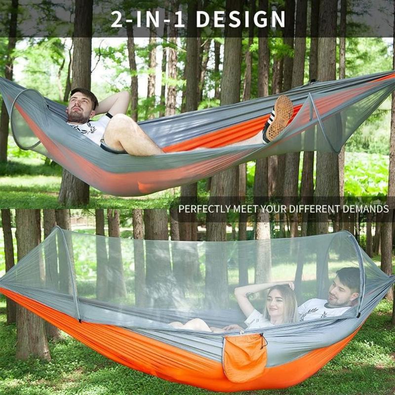 Automatic Open Outdoor Hammock, Portable Hammock with Anti-Mosquito Net & Accessories, Suitable for Camping Activities, Comfortable Hammock Tent