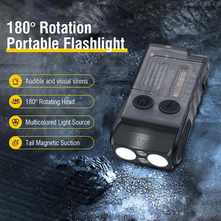 Updated Version LED Keychain Flashlight Rechargeable Pocket Flashlight 1000 High Lumens, lPX4 MiniEDC Flashlight, UV, Magnetic Tailstock with Buzzer Alarm, Suitable for Camping HikingEmergency