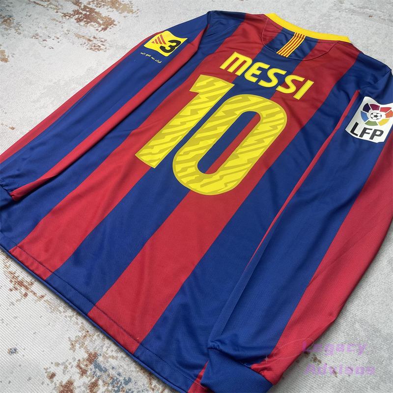 10 11 Home Long Sleeve Retro Jersey 10# Messi Fans Version Soccer Jersey