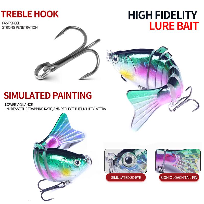 Artificial Fishing Bait withHook,Multi Jointed Swim Crank Fishing Lure 3.9in 0.56oz,Bionic Hard Fishing Bait Suitable for Fresh Water and Saltwater,Slow Sinking Lifelike Swimbait,Outdoor Fishing Equipment for Perfect for Beginners