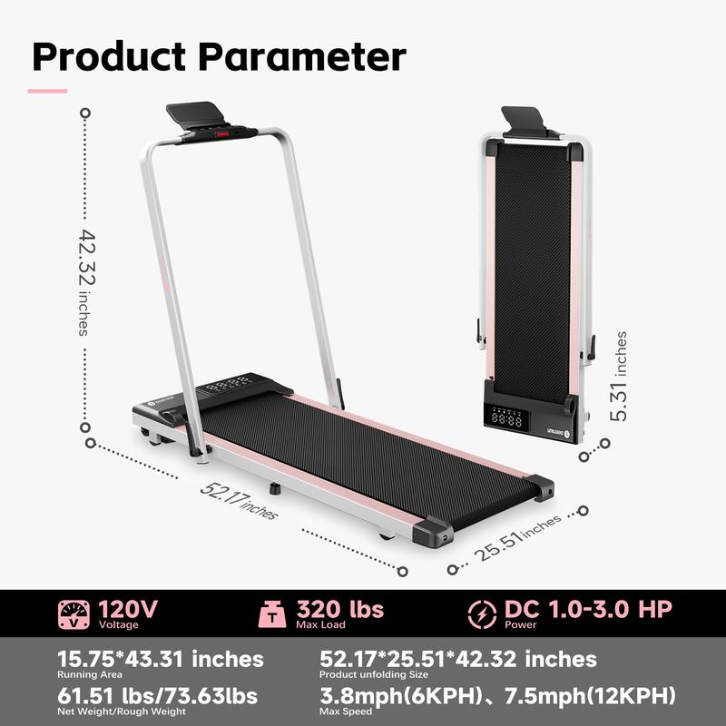 DeerRun A5 Treadmill 2 in 1 Smart Walking Pad Foldable Handle Fitness Equipment with   Wheels FoldingSuitable for Home and Office