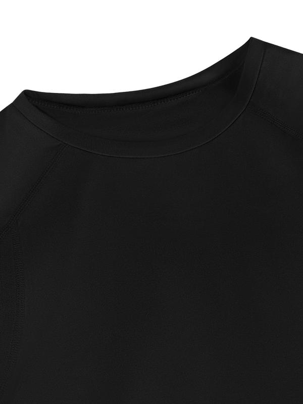 Women's Plain Split Hem Round Neck Sport Tee, Quick Drying Breathable Short Sleeve T-shirt for Yoga Gym Workout, Ladies Sportswear Clothing for Summer