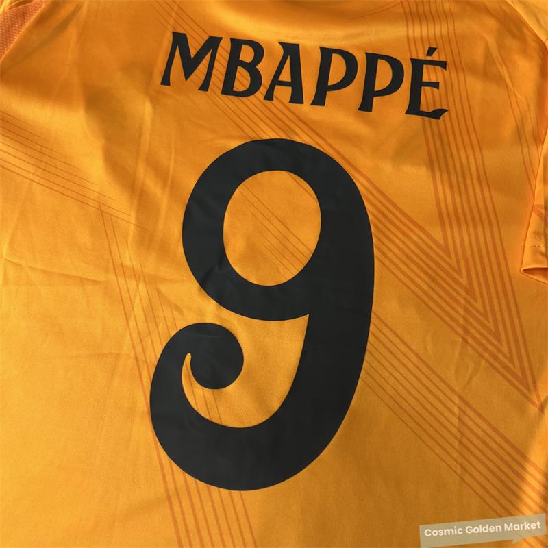 2425  Away Orange No. 9 Mbappe Short Sleeve Soccer Jerseys