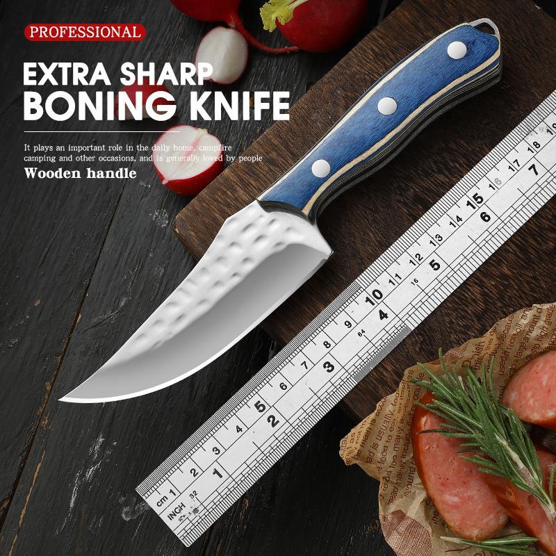 Wooden Handle Carving Knife, 1 Count Outdoor Knife with Sheath, Sharp Knife for Camping Hiking Barbecue, Outdoor Tableware