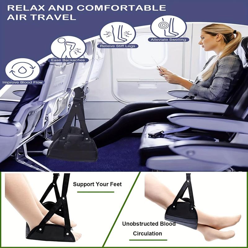 Portable Car Footrest, Adjustable Breathable Car Footrest with Storage Bag, Travel Accessories for Car, Airplane, Camping