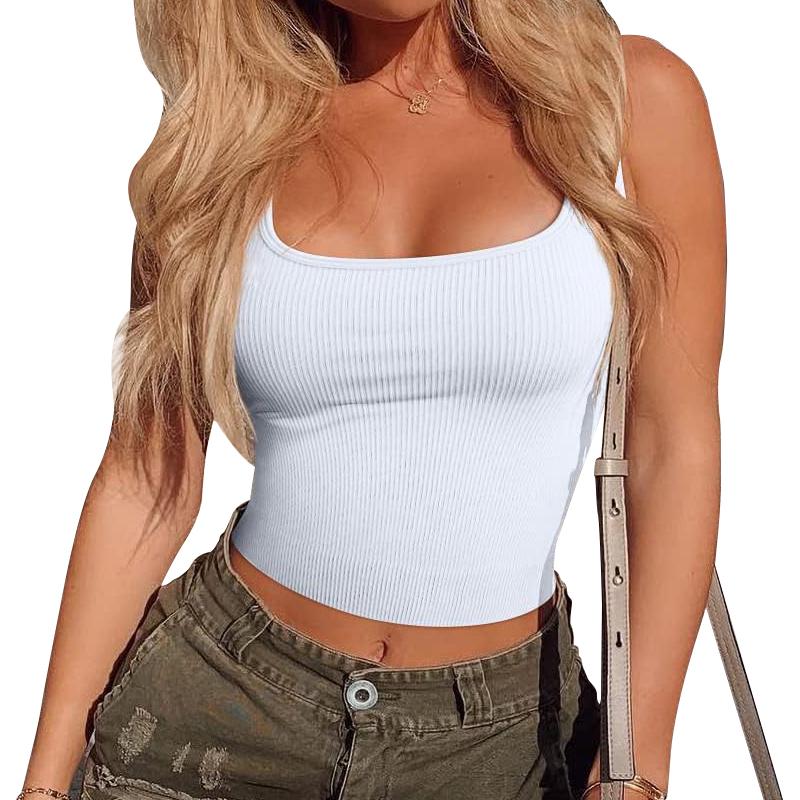 Women's Gym Solid Vest Bra Tank Tops Ribbed Seamless Workout Ladies Sportwear Clothes Yoga Crop Tops ,Women's Summer Outfits  Sport &Outdoor Clothing