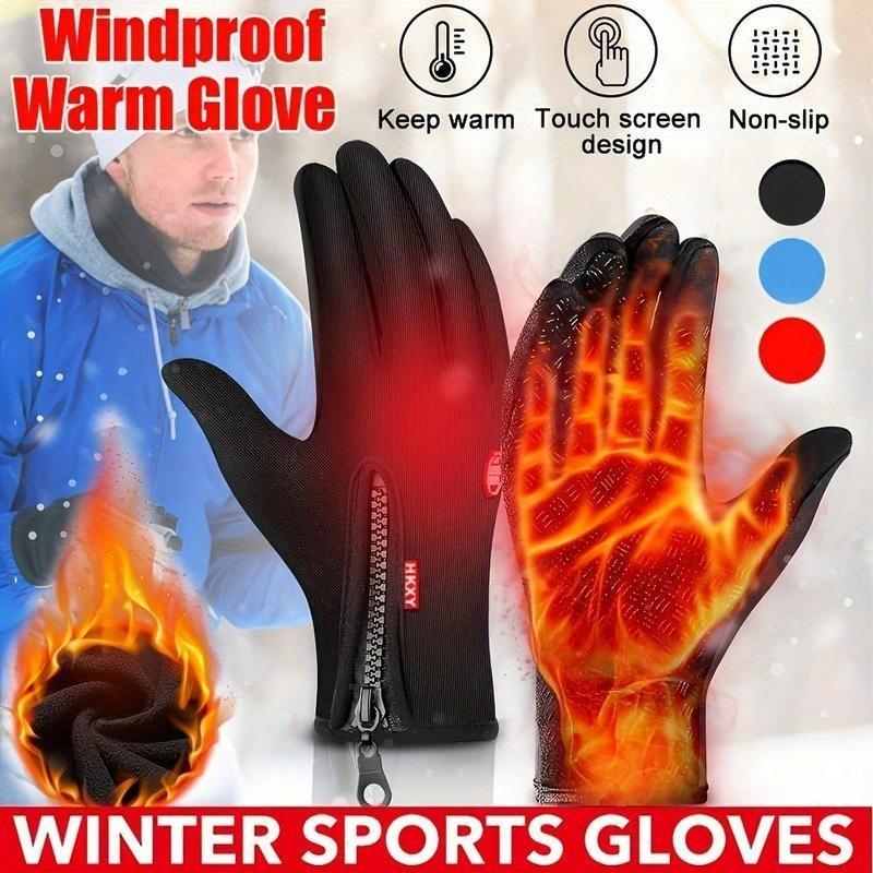 Winter Outdoor Cycling Warm Gloves, 1 Count Windproof Sports Gloves, Touch Screen Non-slip Waterproof Warm Gloves for Sports, Fishing, Cycling, Camping, Christmas Gift