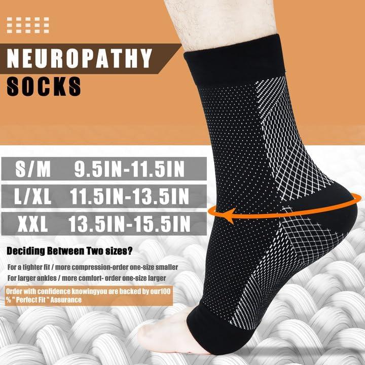 Socks for Women and Men, Soothe Relief Socks for Plantar Fasciitis, Comprex Ankle Sleeves Plantar Fasciitis Socks Compression Socks for Neuropathy Ankle Pain Relief (L-XL, Black)