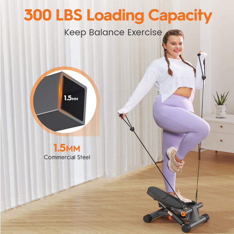 Niceday Steppers for Exercise, Space- saving Stair Stepper with Resistance Bands, Mini Stepper for Home And Office Use with 300LBS Loading Capacity, Hydraulic Fitness Stepper with LCD Monitor