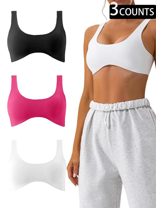 Women's Solid Color Backless Sports Bra, Breathable Comfortable Wireless Sports Bra, Ladies Sportswear for Indoor Outdoor Wear