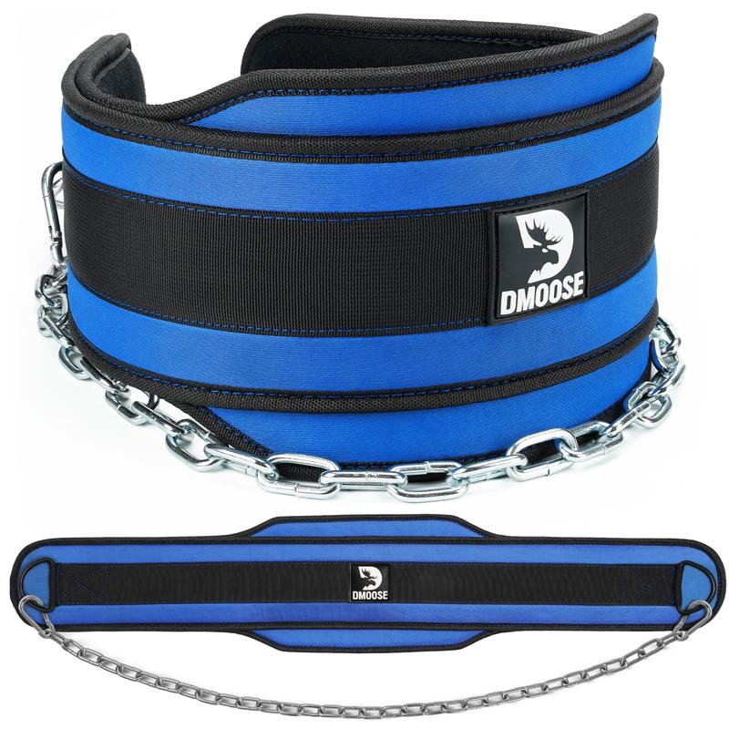 DMoose Dip Belt with Chain for Weightlifting, Pull-Ups and Dips - 6-inch Lumbar Support for Added Comfort