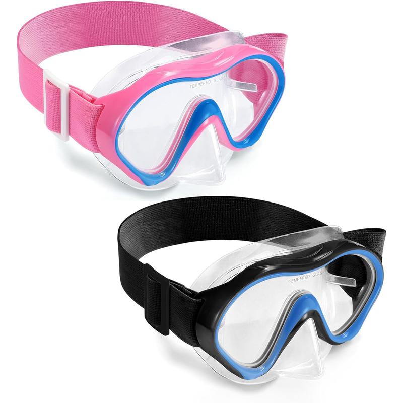 Aegend 2 Pack Kids Swim Goggles with Nose Cover, Anti Fog Knitted Strap No leak Wide View Clear Vision Snorkel Mask for Boys and Girls