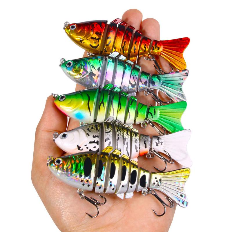 Artificial Fishing Bait withHook,Multi Jointed Swim Crank Fishing Lure 3.9in 0.56oz,Bionic Hard Fishing Bait Suitable for Fresh Water and Saltwater,Slow Sinking Lifelike Swimbait,Outdoor Fishing Equipment for Perfect for Beginners