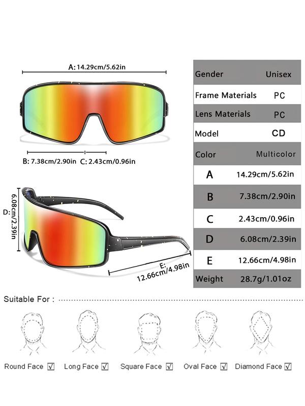 Unisex Colorblock Cycling Sunglasses, Windproof Sunglasses, Outdoor Sports Sunglasses for Cycling, Hiking, Running, Fishing, Travel, Beach, Party