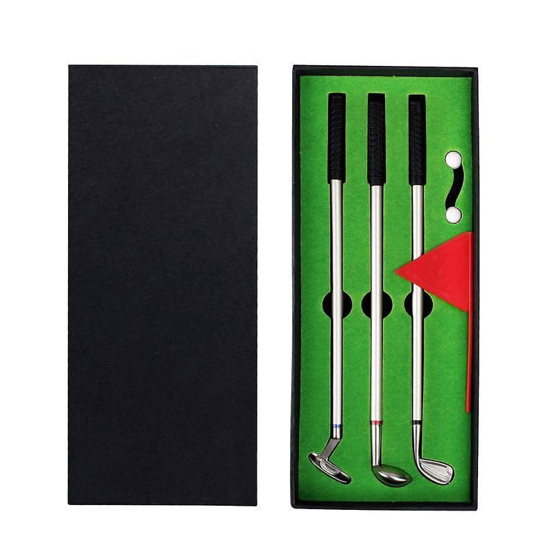 Mini Golf Pen Set, 1 Set Funny Golf Course Pen Kit, Including Golf Clubs Pen, Golf Balls and Golf Flag, Creative Desk Games Supplies