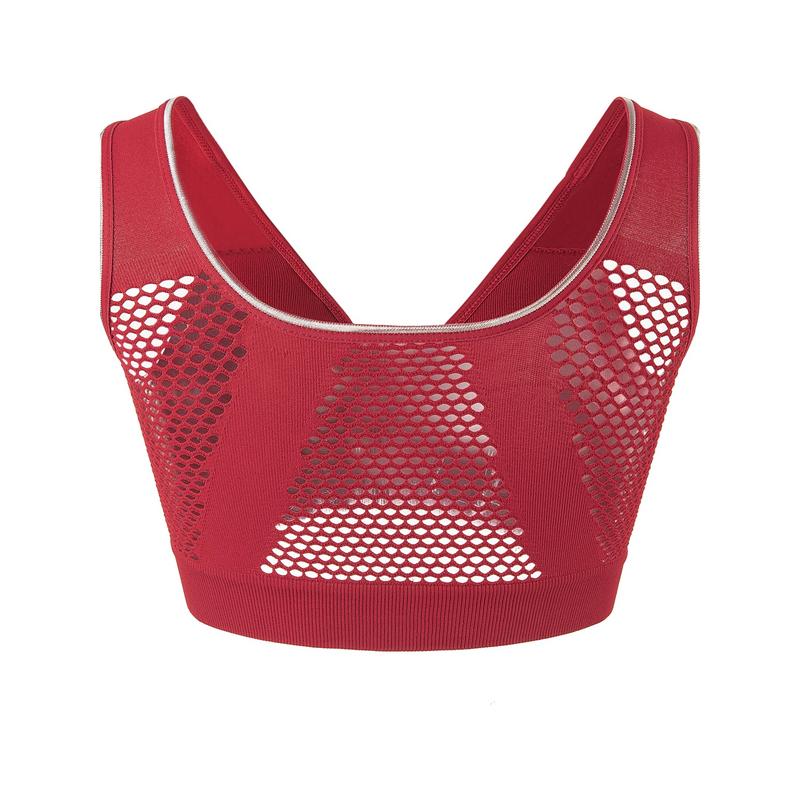 Women's Sports Bra - Plus Size Buckle Open Front Solid Breathable Mesh Wireless Thin Fitness Yoga Running Bra, Light Support - For Women - Suitable for Yoga, Running, Fitness - Perfect Gift for Active Women