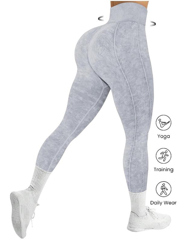 Women's Washed High Waist Sports Leggings, High Stretch Breathable Yoga Leggings,  Gymreapers, Ladies Sportswear for Gym Workout Running