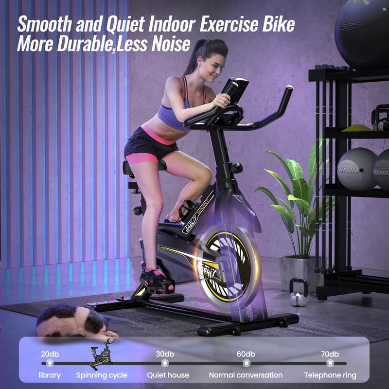 Exercise bikes- home gyms Cycling Bike ,Home Stationary Bike with drive belts, with LCD Monitor  and comfortable cushions for Cardio Workout