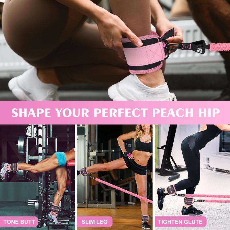 Ankle Resistance Bands with Cuffs, Ankle Bands for Working Out, Resistance Bands for Leg, Booty Workout Equipment for Kickbacks Hip Fitness Training, Kickback Strap for Glute Women,