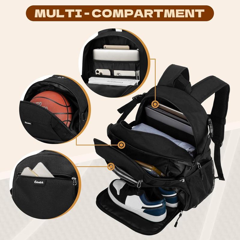 Basketball Backpack with Shoe Compartment Large Basketball Bag with Ball Holder for Men Women Gym Backpack fit Volleyball Football for Sports Travel Gym