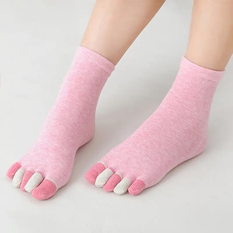 6 Pairs Women's Toe Socks Cotton Crew Sock Five Finger Socks For Running Athletic Five Toe Socks Running Ankle Toe Socks Women Socks Cotton Sock