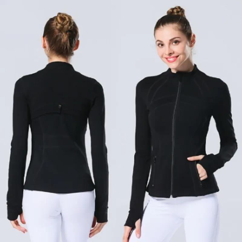 Define Jacket With Real Logo Women's Yoga long sleeves Shaping Waist Tight Fitness Jogging Sportswear