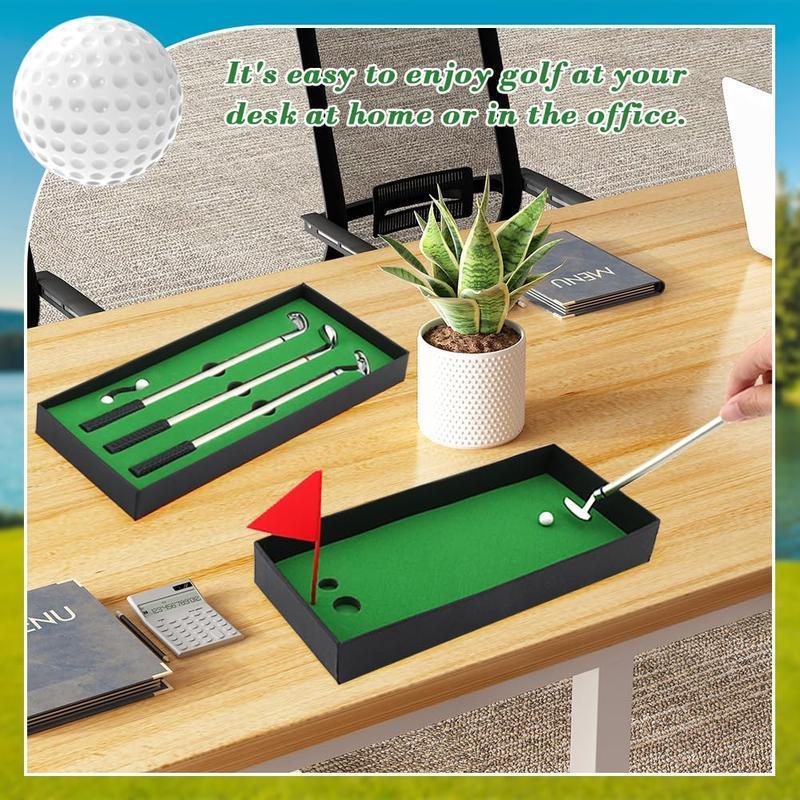 Mini Golf Pen Set, 1 Set Funny Golf Course Pen Kit, Including Golf Clubs Pen, Golf Balls and Golf Flag, Creative Desk Games Supplies