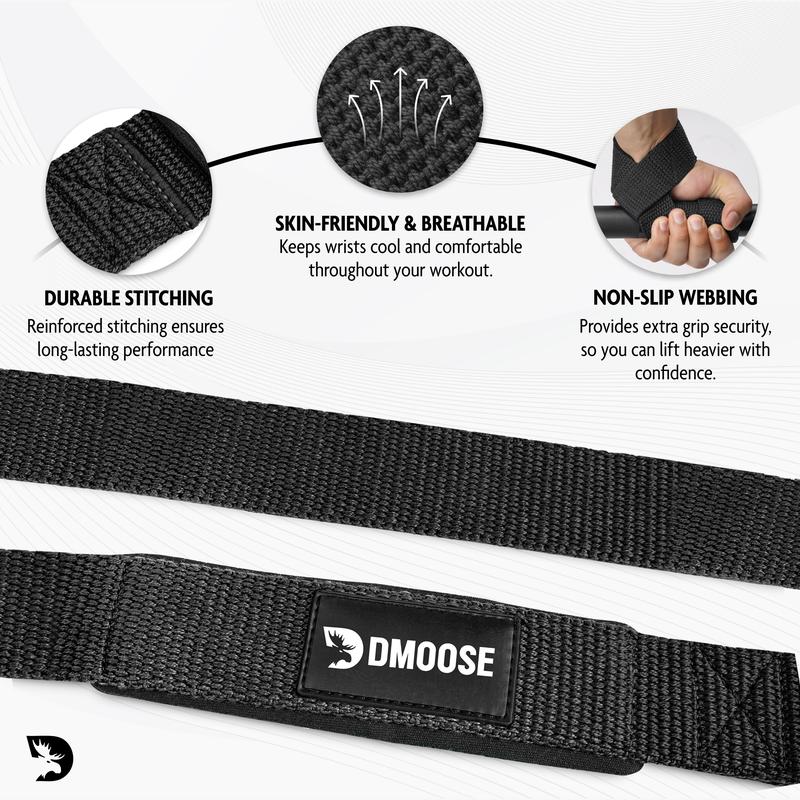 DMoose Lifting Wrist Straps for Weightlifting & Powerlifting