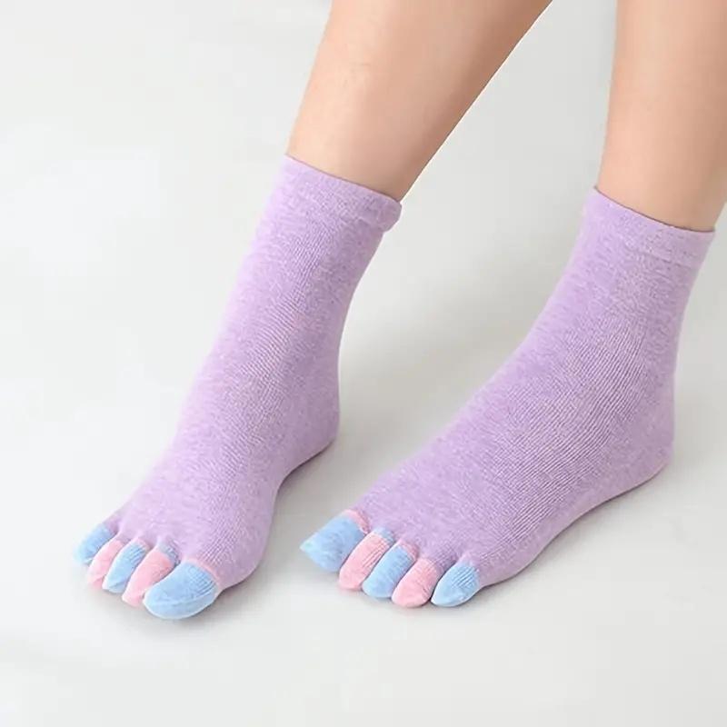 6 Pairs Women's Toe Socks Cotton Crew Sock Five Finger Socks For Running Athletic Five Toe Socks Running Ankle Toe Socks Women Socks Cotton Sock