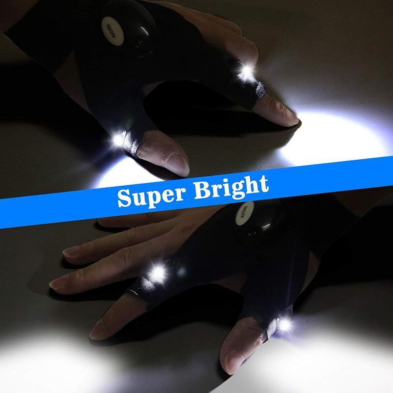 Led Flashlight Gloves, 1 Pair Fishing Flashlight Gloves for Men, Gloves with Lights for Camping Fishing Repairing, Christmas Gift