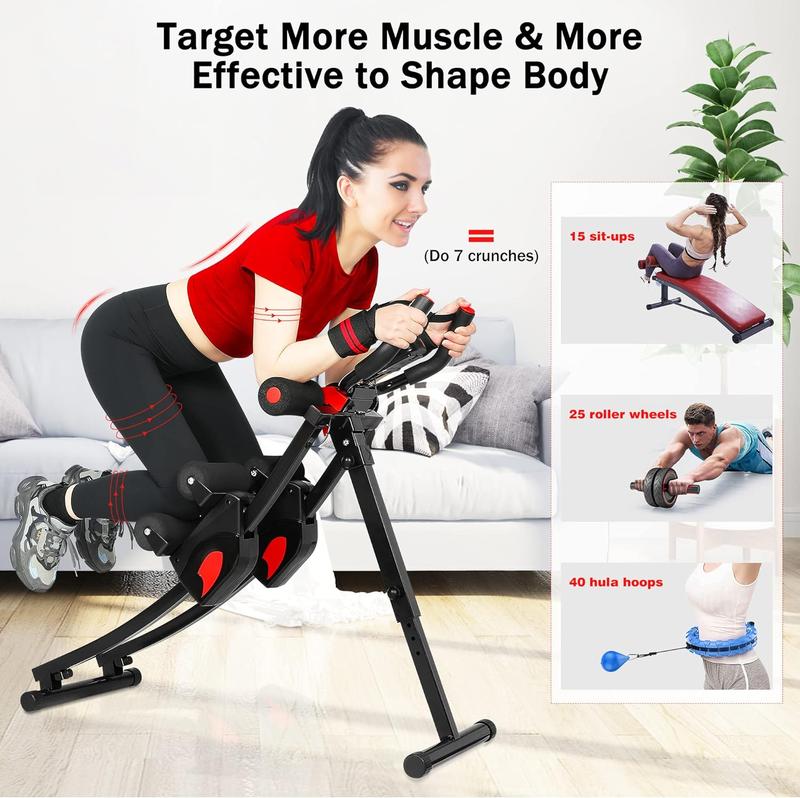 Abdominal Workout  Equipment Ab Machine Home Gym Strength Training Ab Cruncher Foldable Fitness Equipment for Stomach Workout