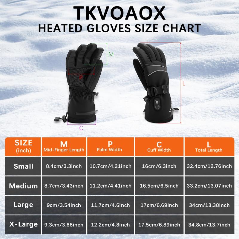 Winter Warmth Rechargeable Heated Gloves - Touchscreen Gloves for Men and Women - Perfect for Skiing, Hiking, Riding, and Outdoor Activities - Water-Resistant, Adjustable, and Comfortable