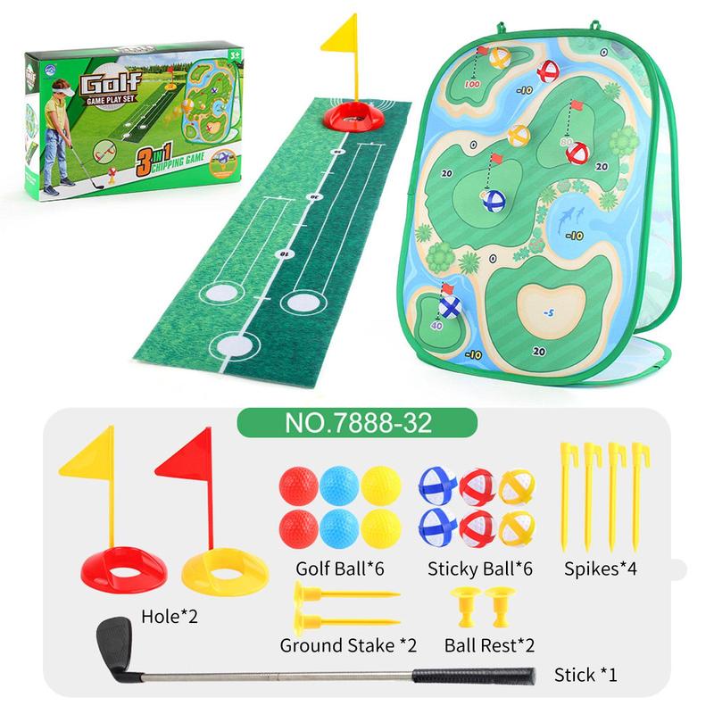 4 in 1 Sticky Golf Set (1 Set), Golf Putting Practice Mat, Indoor outdoor Golf Practice Set, Party Favor for Family Party