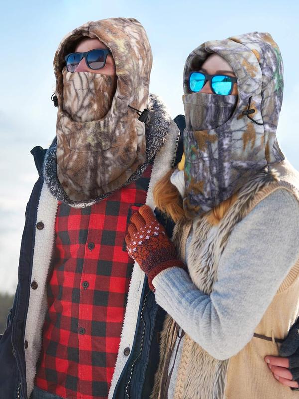 3 count Camo Balaclava Hunting Face Mask Sherpa Hood Windproof Face Cover for Cold Weather Winter Outdoor Sports