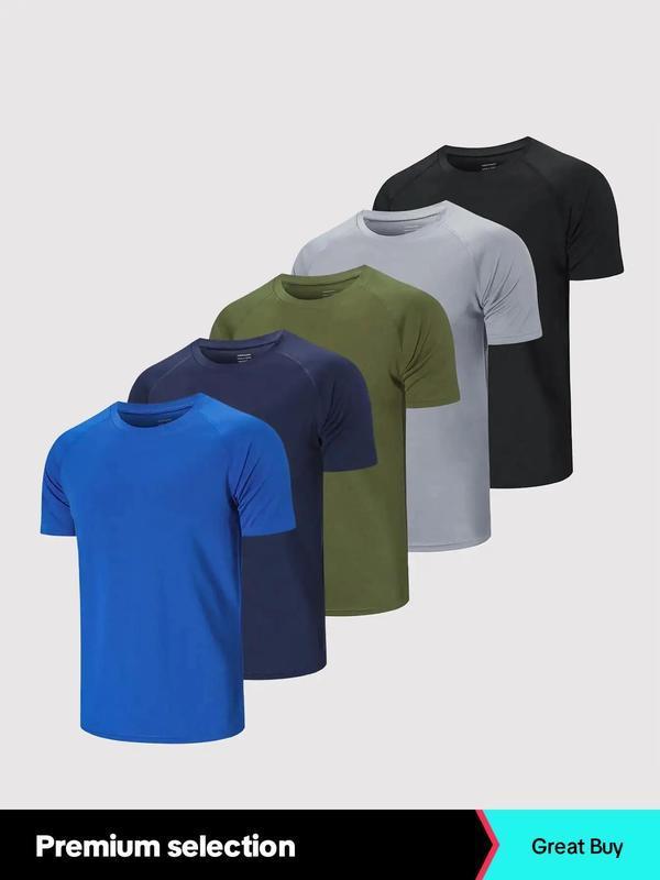 Men's Plain Round Neck Raglan Sleeve Spring Sports Football Jersey, Quick Drying Breathable T-shirt, Casual Tee Tops for Gym Workout Running Back to School, Mens Clothes, Please Purchase A Size Up, Fall Outfits 2024