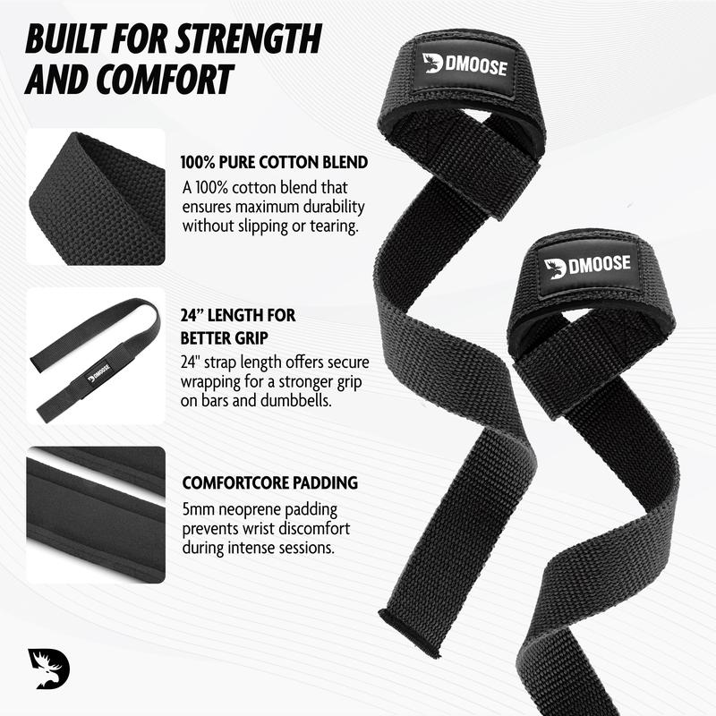 DMoose Lifting Wrist Straps for Weightlifting & Powerlifting