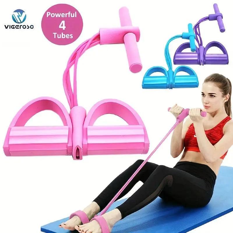 Resistance Band, 4-tube Foot Pedal Resistance Band, Fitness Equipment for Home Gym Workout, Gym Accessories