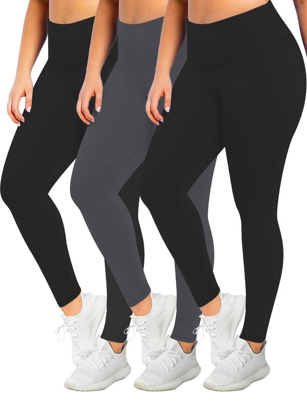  Solid High Waist Leggings, Casual Comfy High Stretch Seamless Skinny Yoga Pants, Summer Clothes Women, Scrunch Leggings, Lady Bottoms for All Seasons