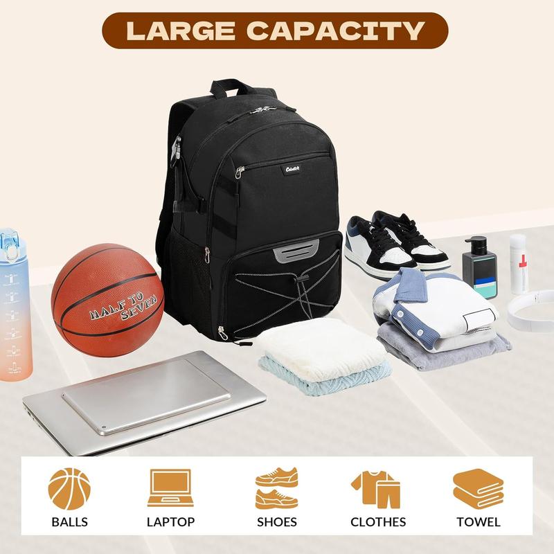 Basketball Backpack with Shoe Compartment Large Basketball Bag with Ball Holder for Men Women Gym Backpack fit Volleyball Football for Sports Travel Gym