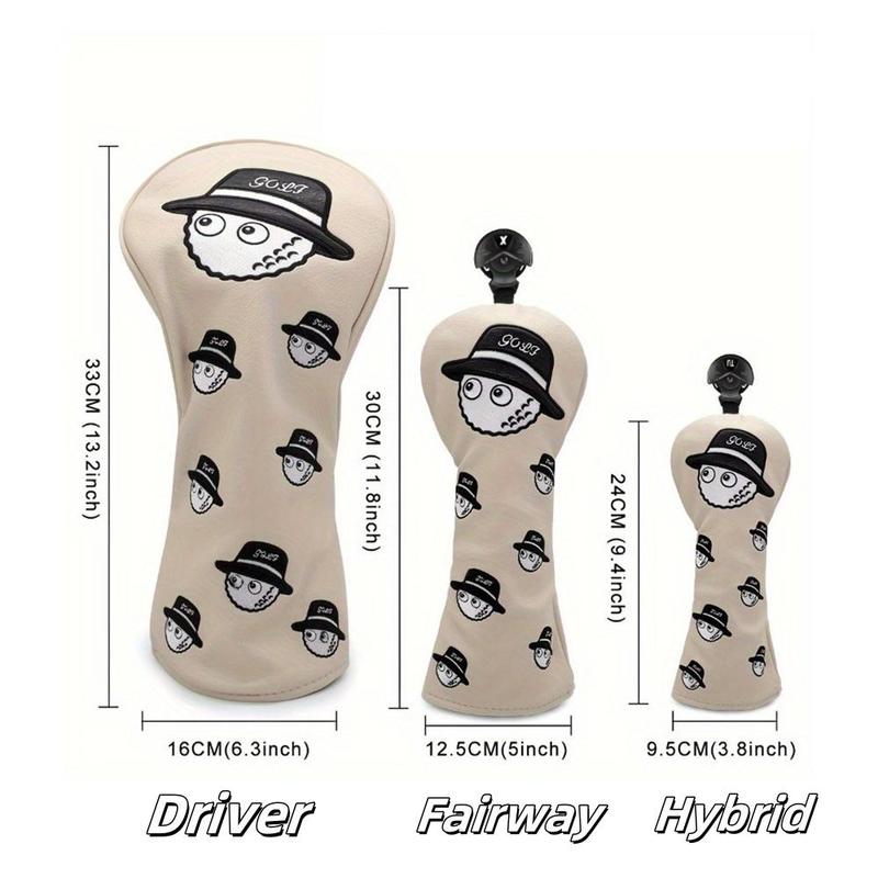 Cartoon Pattern Golf Driver Headcover, 1 3 Counts Fun and Protective Golf Headcovers for Driver and Fairway Clubs, Golf Accessories for Men & Women