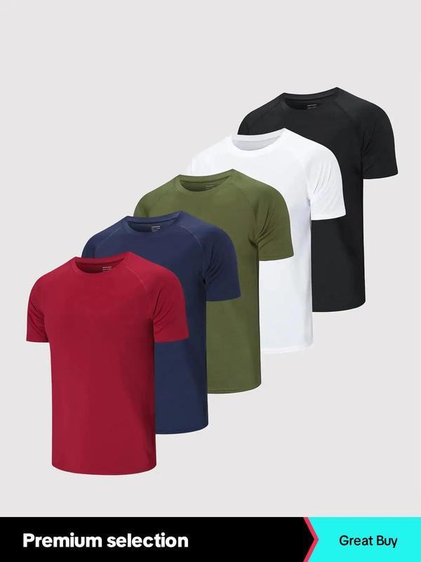 Men's Plain Round Neck Raglan Sleeve Spring Sports Football Jersey, Quick Drying Breathable T-shirt, Casual Tee Tops for Gym Workout Running Back to School, Mens Clothes, Please Purchase A Size Up, Fall Outfits 2024