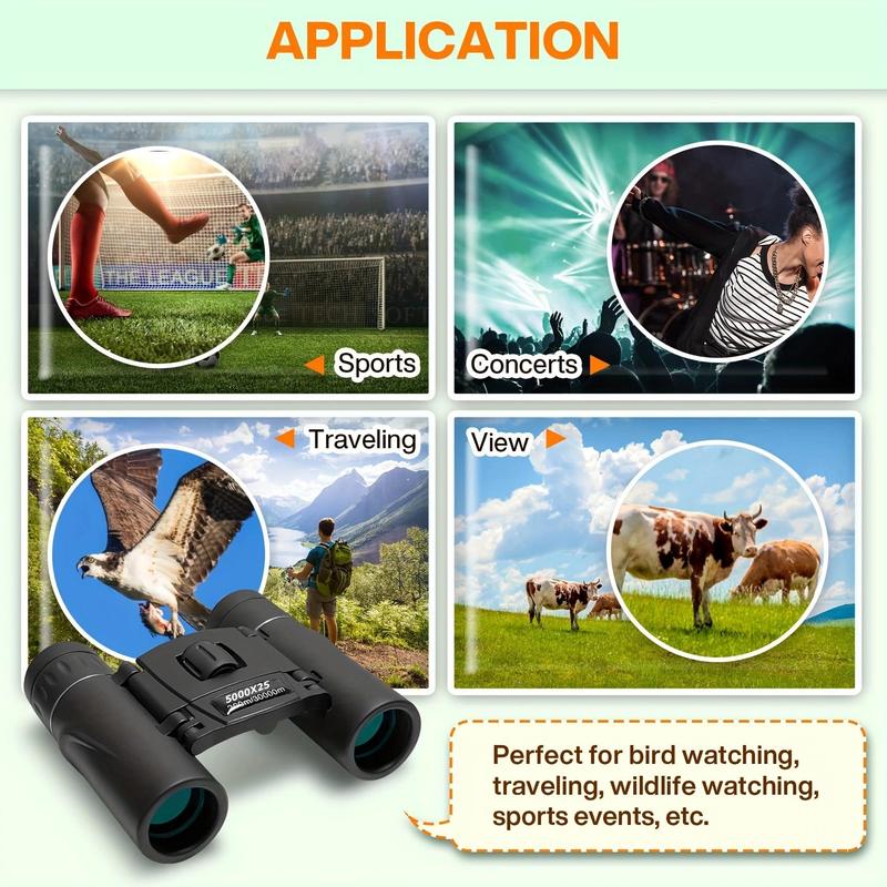 Portable Binoculars, 1 Count High Definition Professional Powerful Binoculars, Long Range Folding Binoculars for Hunting & Sports & Outdoor Camping