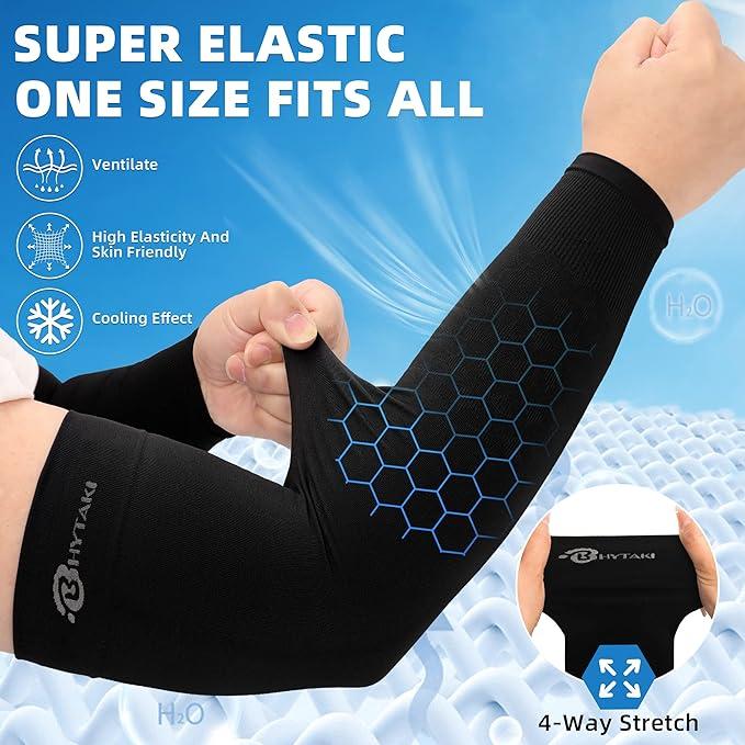 2 4 6 Pairs UV Sun Protection Arm Sleeves, UPF 50 Sports Cooling Arm Compression Sleeves for Men Women