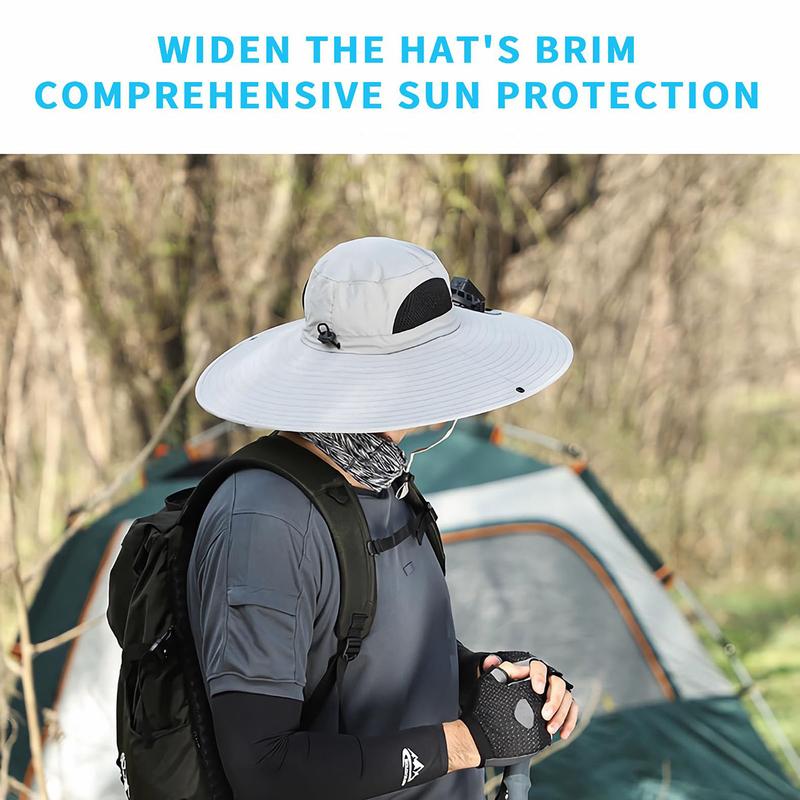 {Clearence Event} Solar Fan Hats for Men Women, Hat with Fan, Wide Brim Solar Fan Outdoor Fishing Hat-Solar USB Charging