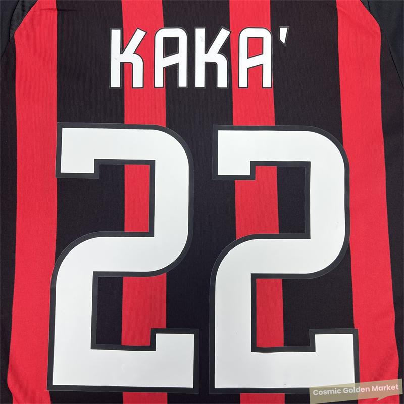 0809  Home Kaka Sports Jersey Champions League Edition Classic Retro 22 Kaka  Short Sleeve Football Jersey