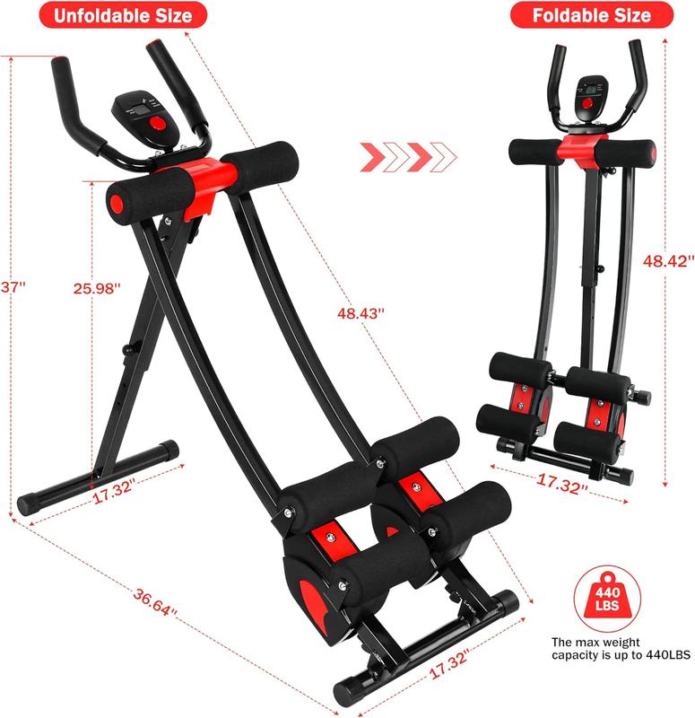 Abdominal Workout  Equipment Ab Machine Home Gym Strength Training Ab Cruncher Foldable Fitness Equipment for Stomach Workout