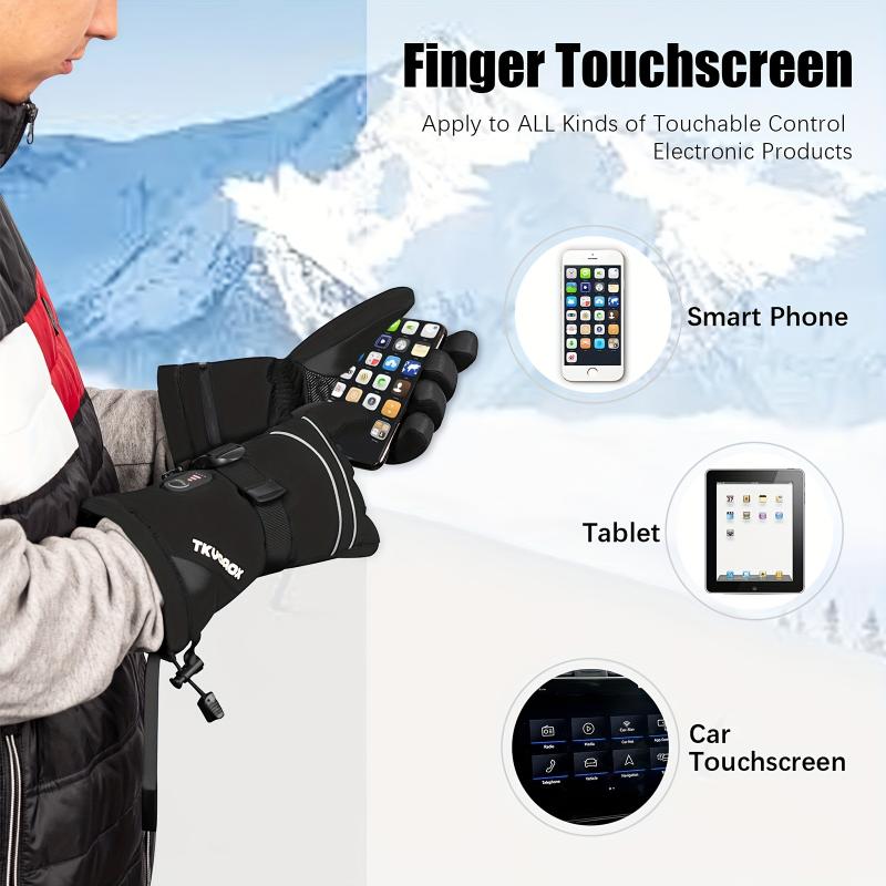 Winter Warmth Rechargeable Heated Gloves - Touchscreen Gloves for Men and Women - Perfect for Skiing, Hiking, Riding, and Outdoor Activities - Water-Resistant, Adjustable, and Comfortable